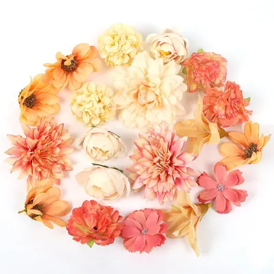 Produktbild von Kunstblumen Köpfe 24 Stück - Kunstblumen für DIY - Seidenblütenköpfe - Hochzeitsdekoration - Scrapbooking - Allergiefreundlich