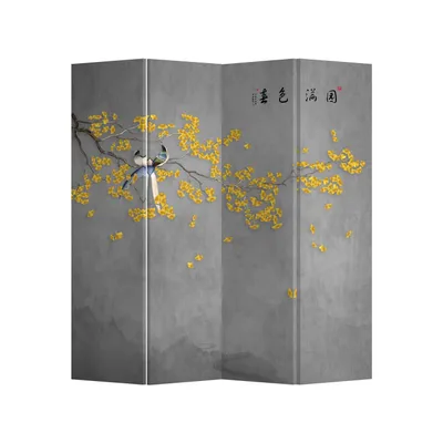 Produktbild von Fine Asianliving Paravent Raumteiler Spanische Wand Trennwand Room Divider Raumtrenner Sichtschutz Japanisch Orientalisch Chinesisch L160xH180cm Bedruckte Canvas Doppelseitig Asiatisch