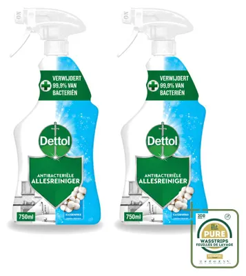 Produktbild von 2 x Dettol Allesreiniger Spray Katoenfris - Antibakteriell - 750 ml - Vorratspackung - 2 Stücke