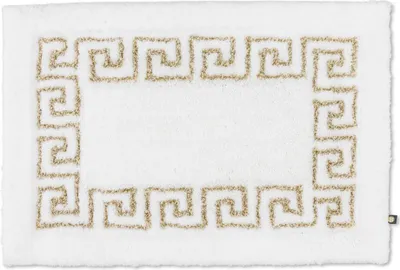 Produktbild von Rhomtuft Badteppich Mäander  rund   120 cm  Farbe  weiss/goldlurex