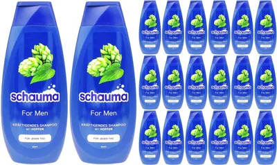 Produktbild von 20er Pack Schauma Men Shampoo Hopfen 400ml – Kräftigendes Shampoo mit Hopfen-Extrakt – Vorratspackung für normales Haar