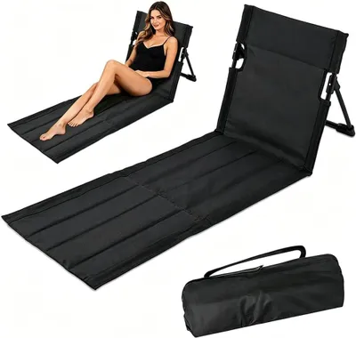 Produktbild von Strandmatte mit Rückenlehne, extra lang, faltbar, Aluminium, schwarz, für Strand