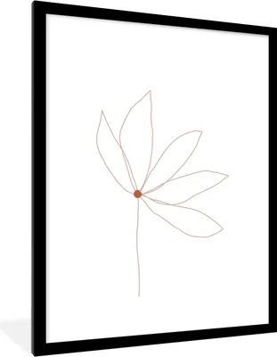 Produktbild von MuchoWow® Gerahmtes Poster Minimalismus - Blumen - Linienkunst 60x80 cm - Poster mit Schwarzem Bilderrahmen Wandposter Rahmen Foto Bilder - Wohnzimmer - Dekorationen - Prämie