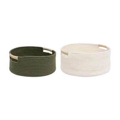 Image de Paniers de rangement en coton tressé TROPICAL, lot de 2