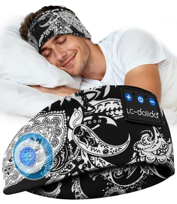 Produktbild von Schlafkopfhörer Bluetooth Stirnband Kopfhörer Schlafkopfhörer Seitenschläfer Schlaf zum Kopfhörer 15+Std Playtime Schlafstirnband schwarze Cashewblüte