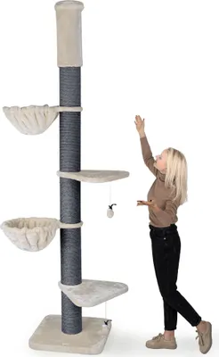 Produktbild von HAPPYPET Kratzbaum 'Leonardo' Grosse Katzen Stabil XXL Deckenhoch, 250 bis 275 cm - 18 cm Dicke Stämme, Katzenkratzbaum für Maine Coons & Ragdolls