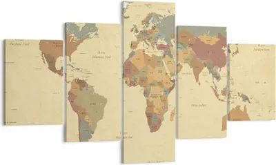 Produktbild von Bild auf Leinwand - Leinwandbild - Karte Welt Land - 125x70cm - Wand Bild - Wanddeko - Wandbilder - Leinwanddruck - Bilder - Kunstdruck - Wanddekoration - Leinwand bilder - Wandkunst - EA125x70-3861