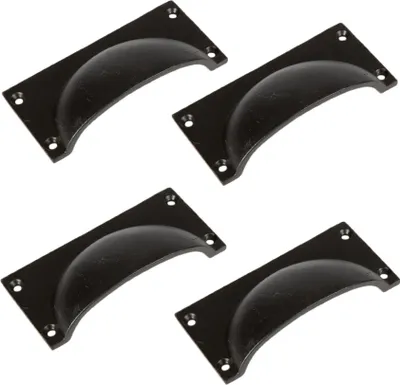 Produktbild von 4x rechteckige Schrankschublade Ziehen Gusseisengriffe 105mm x 50mm schwarz
