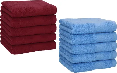 Produktbild von Betz 10 Stück Seiftücher 30x30 cm PREMIUM 100% Baumwolle  Farbe: dunkelrot und hellblau