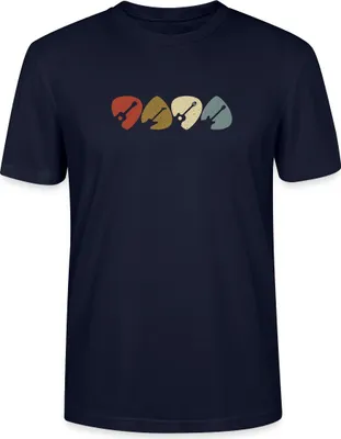 Produktbild von Spreadshirt Plektrum Retro Musik Motiv Uni Bio T-Shirt, 3XL, Navy