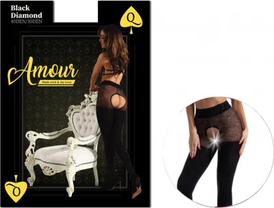 Produktbild von Schwarze Strumpfhose mit offenem Schritt und Zirkonen 80den Schwarz 3-4