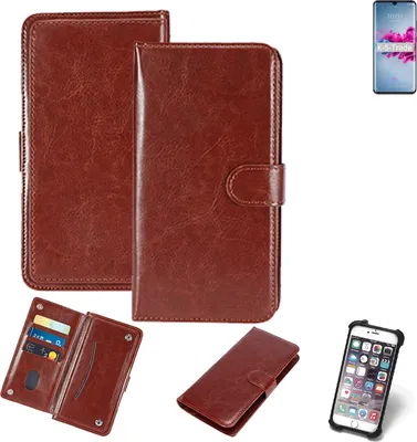 Produktbild von K-S-Trade 360° Hülle kompatibel mit ZTE Axon 11 5G braun Kunstleder Case BookCase WalletCase Kunstlederederhülle Handyhülle, Rundumschutz Bumper