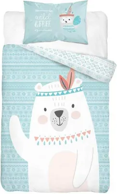 Produktbild von DETEXPOL Kinderbettwäsche Teddybär indisch grün Baumwolle, 100/135, 40/60 cm
