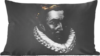 Produktbild von MuchoWow® Zierkissen Sofakissen Wohnzimmer Dekokissen 60x40 cm Wilhelm von Oranien - Adriaen Thomasz - Schwarz - Weiß - Kopfkissen - Polster mit Foto
