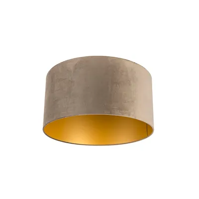 Produktbild von Samt Lampenschirm Taupe 50/50/25 mit goldener Innenseite