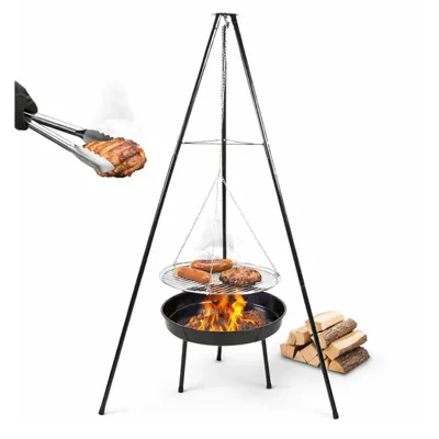 Zdjęcie produktu dla Grill trójnóg 2w1 Bauhus 150 cm z rusztem 49 cm i misą 51 cm palenisko ogrodowe