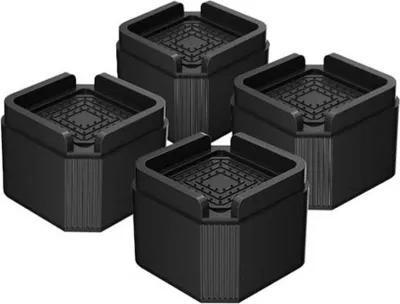 Produktbild von INF Schwarze quadratische Möbelerhöher - 5cm Höhe - 4er Set 80x80x50mm