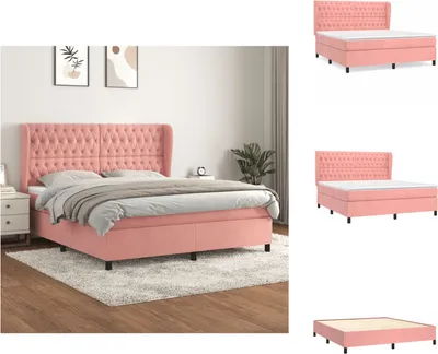 Obrázek produktu pro vidaXL Skříňová postel s matrací růžová 180x200 cm samet - Postele a válendy