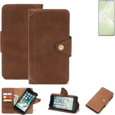 Produktbild von K-S-Trade Handyhülle kompatibel mit Oppo K12x 5G PJT110 Schutz Hülle Walletcase Bookstyle Tasche Case Handytasche Wallet Flipcase Cover PolyurethanBraun