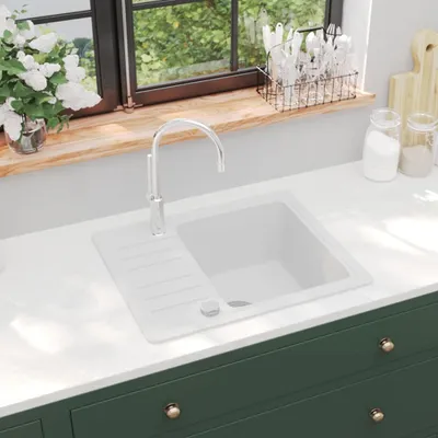 Produktbild von The Living Store Granitspüle Einzelbecken Weiß