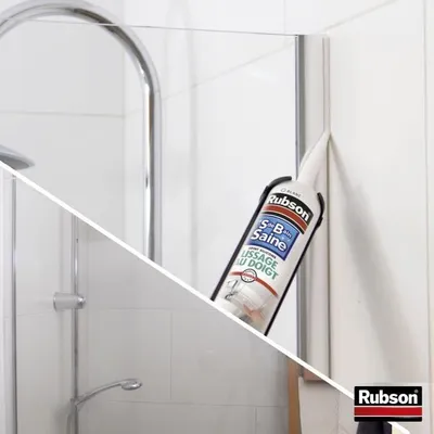 Productafbeelding van Sanitaire siliconen-acetaat kit, anti-schimmel, Rubson badkamer, wit, 280 ml, 500% elasticiteit