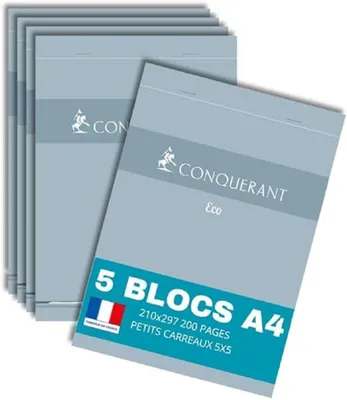 Produktbild von Hamelin 001 AC 39 Notizblock, 5 Set A4 Petits carreaux Feuilles blanches