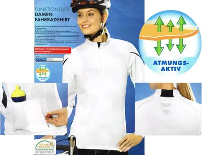 Produktbild von Funktionelles Damen Fahrradshirt 33573 Weiß Langarm S 36/38