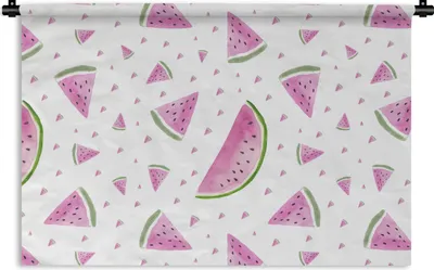 Produktbild von MuchoWow® Wandteppich Wandbehang Wassermelone - Muster - Pastell 150x100 cm Tapisserie Dekoration Wandtuch - Waschbar - Tapisserien - Wand-Decke
