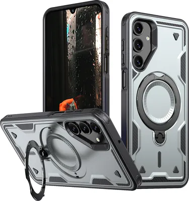 Productafbeelding van MagSafe hoesje voor Samsung Galaxy A16 - Achterkant met MagLock ring - Phonesta Armor - Grijs