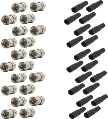 Produktbild von 20x F-Stecker Adapter F-Doppelstecker SAT Kabel Verbinder Männlich + 20x Gummidichtung
