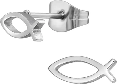 Produktbild von Ohrringe Ohrstecker 316L Chirurgenstahl mit Fisch Christentum