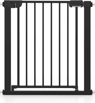 Image de Barrière de sécurité pour escalier COSTWAY sans perçage, largeur 75-82 cm, barrière de sécurité à fermeture automatique, barrière métallique, barrière pour bébés et animaux domestiques, noir