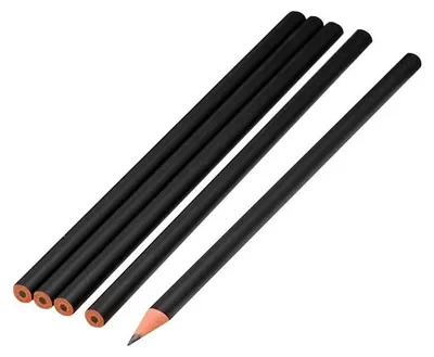 Image de 5 crayons non taillés - Noir