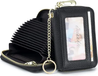 Immagine prodotto di Portafoglio da donna con blocco RFID in vera pelle con zip, A0496