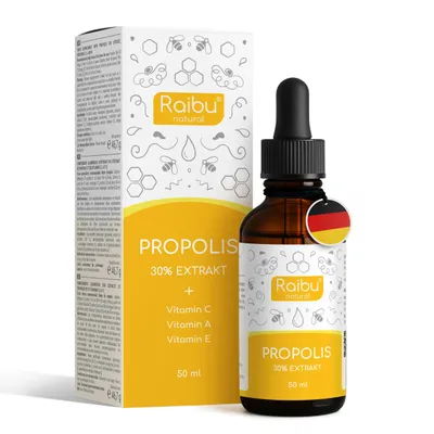 Produktbild von Propolis 30% Tropfen alkoholfrei - Bee Propolis Extrakt für Kinder & Erwachsene - RAIBU