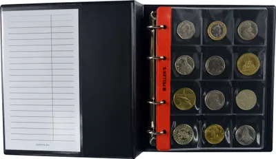 Produktbild von Sammelalbum für 120 Münzen: 10 Münz-Hüllen, Fächer 46 x 50mm. Für Münzen bis 40mm Durchmesser. Münzalbum M.