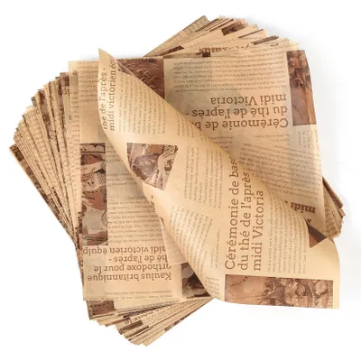 Produktbild von Feinkostpapier, 100 Blatt Geschenkpapier 25 x 25 cm, Papier für Pommes frites, Sandwiches, Hamburger, im Korb, Backpapier, Geschenkpapier für Hamburger, Butterbrot, Käse, Pommes frites, Gebäck