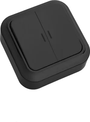 Produktbild von Serienschalter Aufputz Lichtschalter Beleuchtet, farbe schwarz, serie Praleska