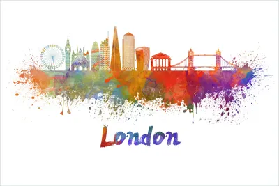 Produktbild von Wallario Poster - Städte als Aquarell - Skyline von London, Kunstdruck Größe: 61 x 91,50 cm