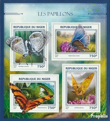 Produktbild von Briefmarken Niger 2016 Mi 4427-4430 Kleinbogen (kompl. Ausg.) postfrisch Schmetterlinge