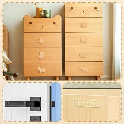 Holzmöbelknöpfe für Kinder, Griffe für Schränke und Schubladen, 12 Stück mit Schrauben und bunten Designs