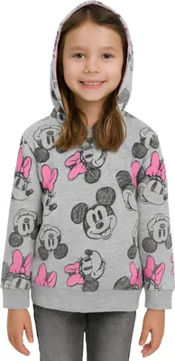 Produktbild von Disney Minnie Mouse Hoodie für Mädchen - Kinder Kapuzenpullover Pullover mit Kapuze Sweatshirt Grau/Rosa 110-116
