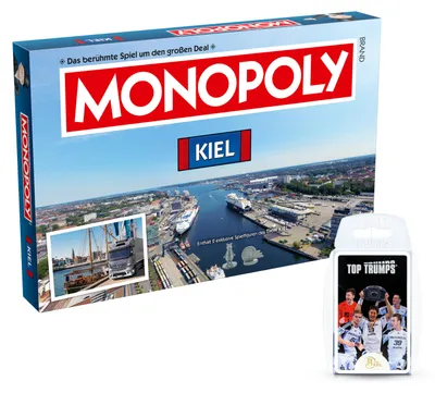 Produktbild von Monopoly - Kiel inkl. Top Trumps THW Kiel Brettspiel Gesellschaftsspiel Spiel Cityedition Stadtedition