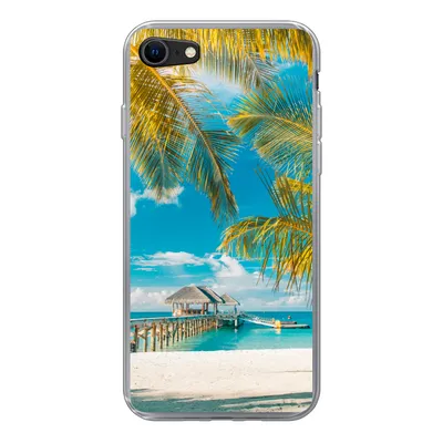 Produktbild von MuchoWow® Handyhülle Schutzhülle Hülle für iPhone 7 Strand - Palme - Meer Silikon Softcase Handy Hülle - Kartenhalter