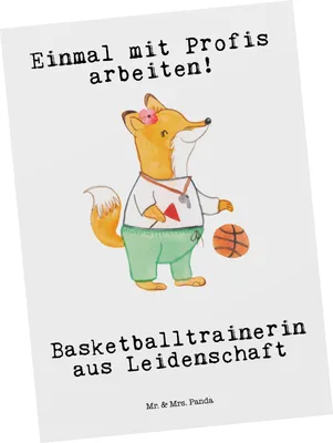 Produktbild von Mr. & Mrs. Panda Postkarte Basketballtrainerin Leidenschaft - Weiß - Geschenk, Basketball, Sport, Grußkarte, Postkarten, Basketballcoach, Ansichtskarten, bildkarte