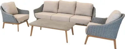 Produktbild von Loungeset - Aluminium Holzoptik - Sinterstein - 3-teilig