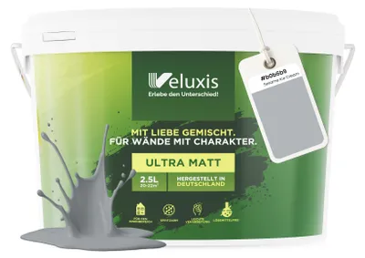 Produktbild von Wandfarbe Hellgrau Blau Grau Matt Innenfarbe – Deckkraft Klasse 1, VOC-frei, Ohne Grundierung, Tropfarm – Wohnzimmer & Schlafzimmer – 2,5L – Veluxis (Sesame Ice Cream)
