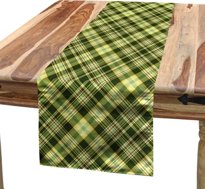 Produktbild von ABAKUHAUS Grün und Brown Tischläufer, Diagonales kariertes Muster-Iren-Tartan-geometrische klassische Anordnung, 40 x 300 cm, Grün braun