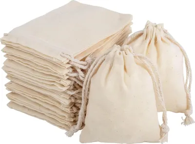 Produktbild von Baumwoll-Geschenkbeutel 30 Stück - kleine Beutel für Schmuck - Hochzeit und Weihnachtsfeier - 10 x 14 cm - aus Leinen