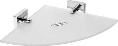 Produktbild von META Glasablage Eckmodell Messing Chrom poliert 255x55x255 mm für Bad & Küche >> zum Bohren
